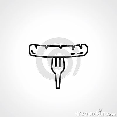 Sausage fork line icon. sausage on a fork icon Vector Illustration