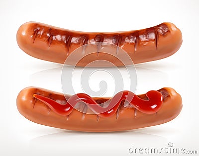 Sausage grilled, vector icon Vector Illustration
