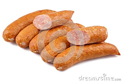 Sausage, jess cold meats isolated on white background Stock Photo