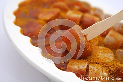 Sausage with ketshup Stock Photo