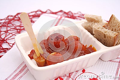 Sausage with ketshup Stock Photo