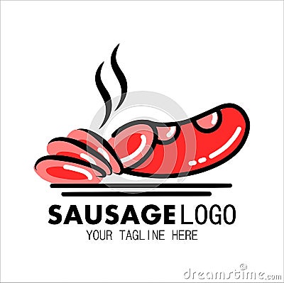 Sausage logo, illustration of food vector logo isolated white background Vector Illustration