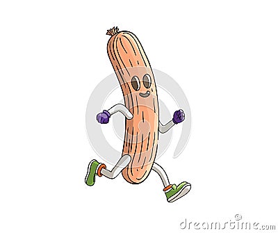 Sausage runner run on a marathon race Vector Illustration