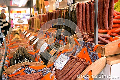 Sausage and salami Stock Photo