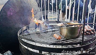 Sausages on the grill, traditional Argentinean food Stock Photo