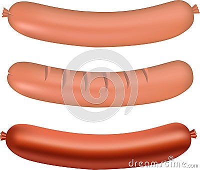 The sausages isolated on the white background. Stock Photo