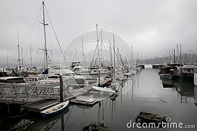 Sausalito harbor on overcast day Stock Photo