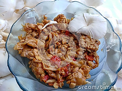 Sauteed sweet spicy oyster mushrooms without msg Stock Photo