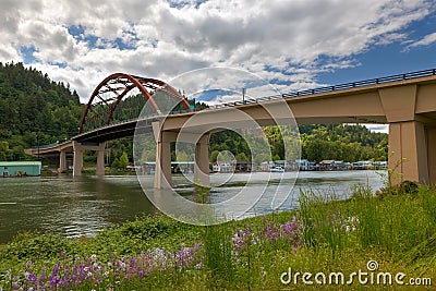 Sauvie Island Bridge over Multnomah Channel Stock Photo