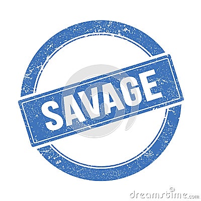 SAVAGE text on blue grungy round stamp Stock Photo