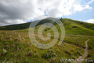 Savanna & Teletubbies Hill, Mount Bromo, Indonesia Stock Photo