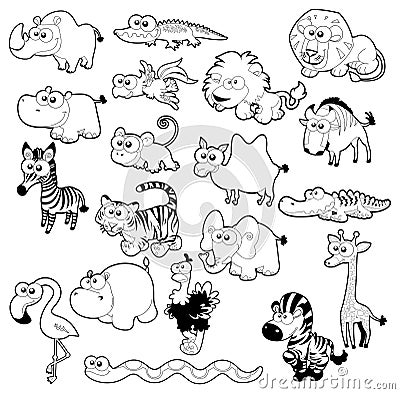 Savannah animal family. Vector Illustration