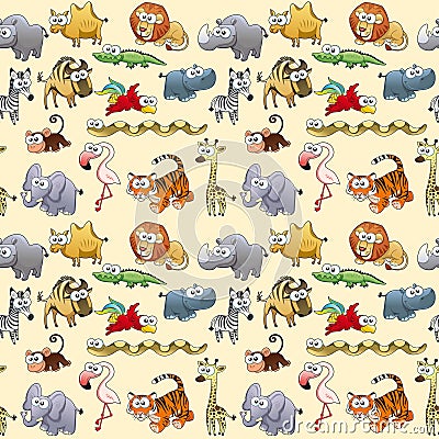 Savannah animals with background. Vector Illustration