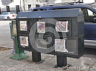 Savannah, August 7th:Street Newspaper Boxes from Savannah in Georgia USA Editorial Stock Photo