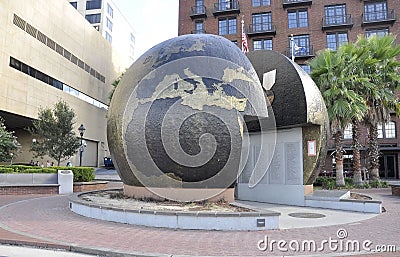 Savannah, August 8th:World WarII Memorial from Savannah in Georgia USA Editorial Stock Photo