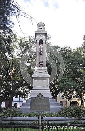 Savannah,August 8th:Wright Square Monument from Savannah in Georgia USA Stock Photo