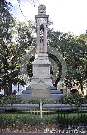 Savannah,August 8th:Wright Square Monument from Savannah in Georgia USA Stock Photo