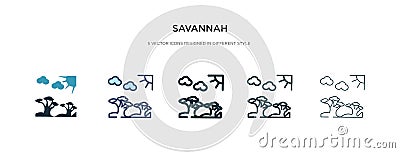 Savannah icon in different style vector illustration. two colored and black savannah vector icons designed in filled, outline, Vector Illustration