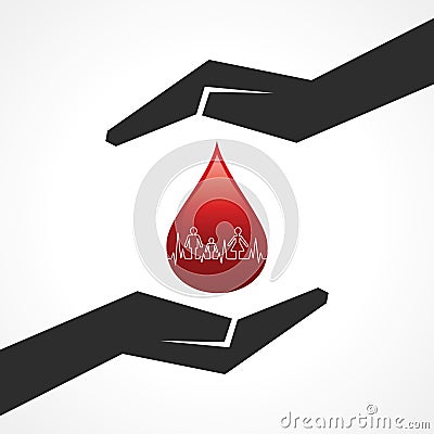 Save blood drop with heartbeat concept Vector Illustration