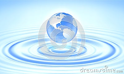 Save clean water, globe world for environmental, ecology, nature earth, pure water, skincare, keep ocean sea concept. Planet Earth Stock Photo