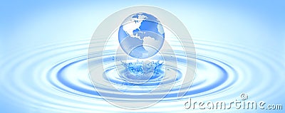 Save clean water globe world for environmental ecology nature pure water skincare keep ocean sea concept. Planet Earth drop Stock Photo