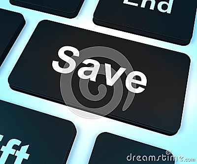 Save Computer Key As Symbol For Discounts Or Promotion Stock Photo