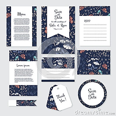 Save The Date cards Vector Illustration