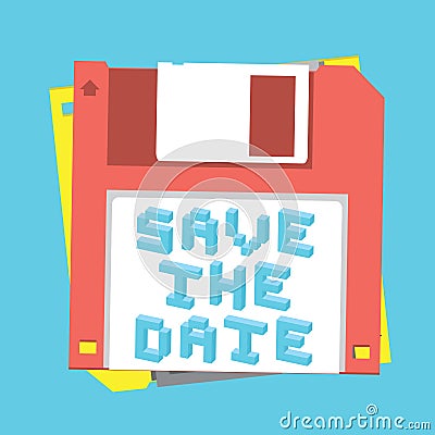 Save the date floppy diskette Vector Illustration