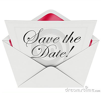 Save the Date Invitation Party Meeting Event Envelope Schedule Stock Photo