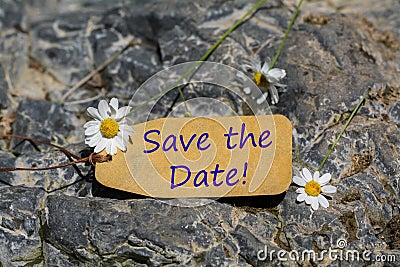 save the date label Stock Photo