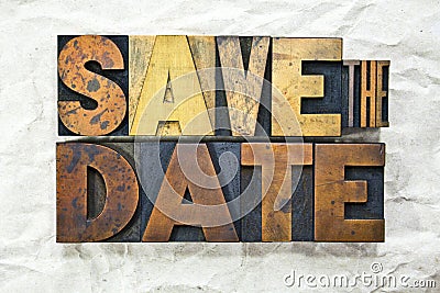 Save the Date Letterpress Stock Photo