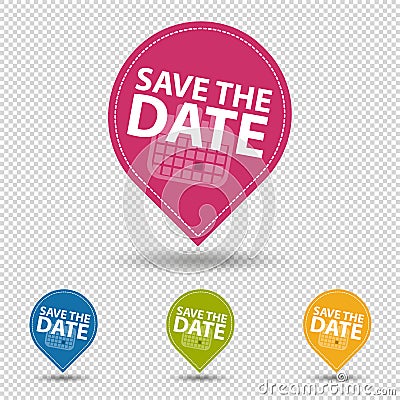 Save The Date Pointer - Colorful Vector Illustration Set - Isolated On Transparent Background Stock Photo