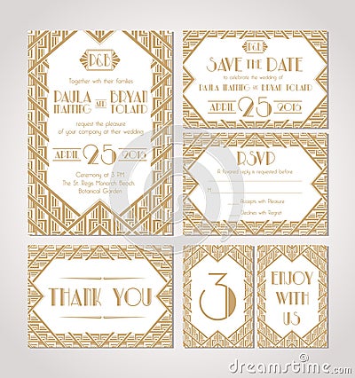 Save The Date. Set Of Wedding Invitation Cards. Vector Illustration