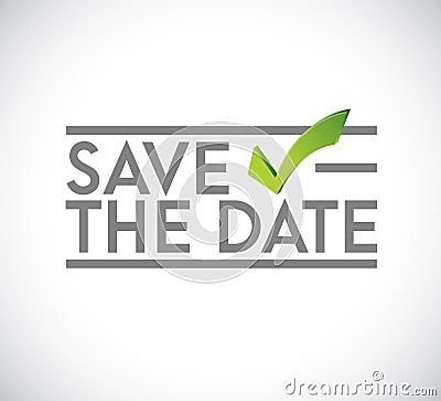 Save the date stamp check mark concept. infographic illustration Cartoon Illustration