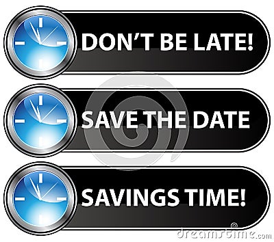 Save The Date Time Button Vector Illustration