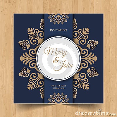 Save the date wedding invitation card design with flower Vector Illustration