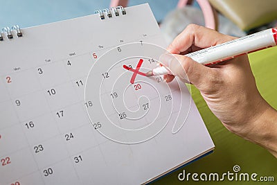 Save the Date written on a calendar - Lucky number 13th Stock Photo