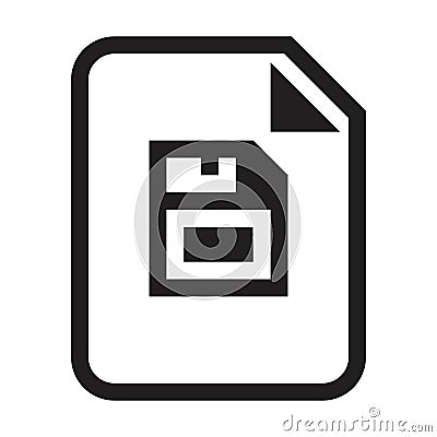 Save document icon vector with saving file symbol for business application data and finance in a outline glyph pictogram Vector Illustration