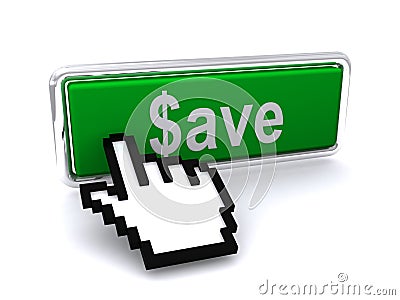 Save dollars button and cursor Stock Photo