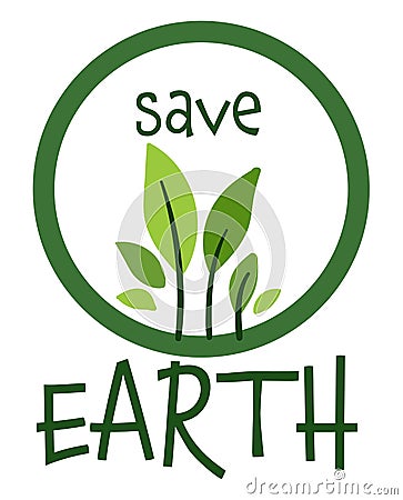 Save earth banner with leaves ecological awareness Vector Illustration