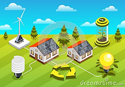 Save Earth Isometric Background Vector Illustration