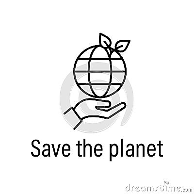 save, earth outline icon with name Stock Photo