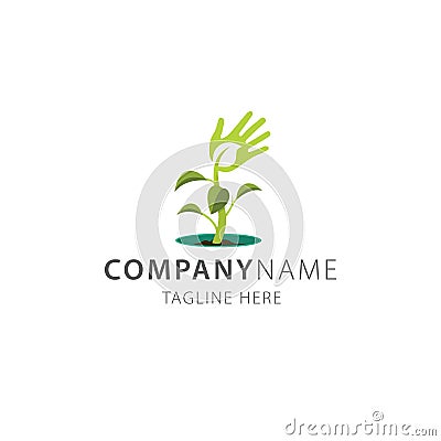 natural plant with save hand leaf logo vector illustration Vector Illustration