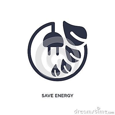 save energy icon on white background. Simple element illustration from ecology concept Vector Illustration