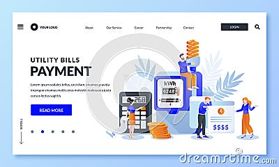 Save energy and pay utility bills concept. Vector illustration. Man and woman worried and stressed over bills Vector Illustration