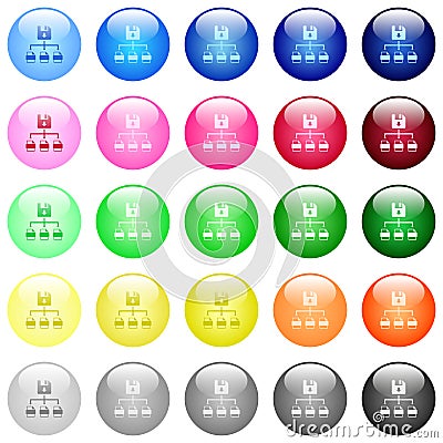 Save file as multiple format icons in color glossy buttons Vector Illustration