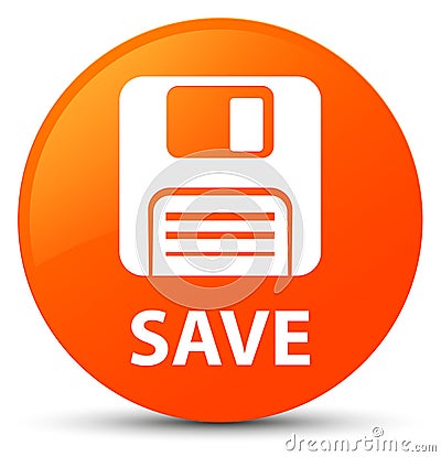 Save (floppy disk icon) orange round button Cartoon Illustration