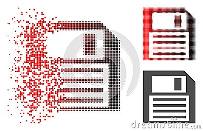 Disintegrating Dot Halftone Save Floppy Icon Vector Illustration