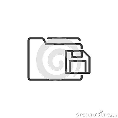 Save folder file line icon Vector Illustration