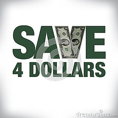 Save four dollars retail copy Vector Illustration